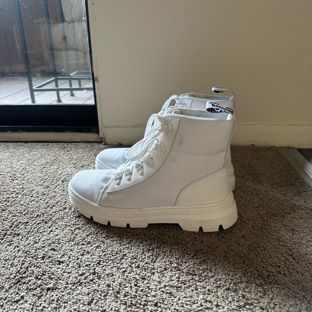 Dr. Martens White Combat Boots with Chunky Sole
